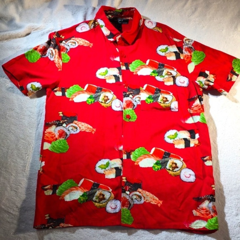 Forever 21 Red Sushi Print Button Down Shirt